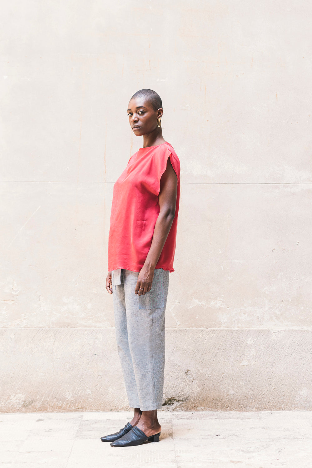 TOME Sleeveless T-Shirt 100% BEMBERG Gray/Cyclamen/Powder Pink - Image 6