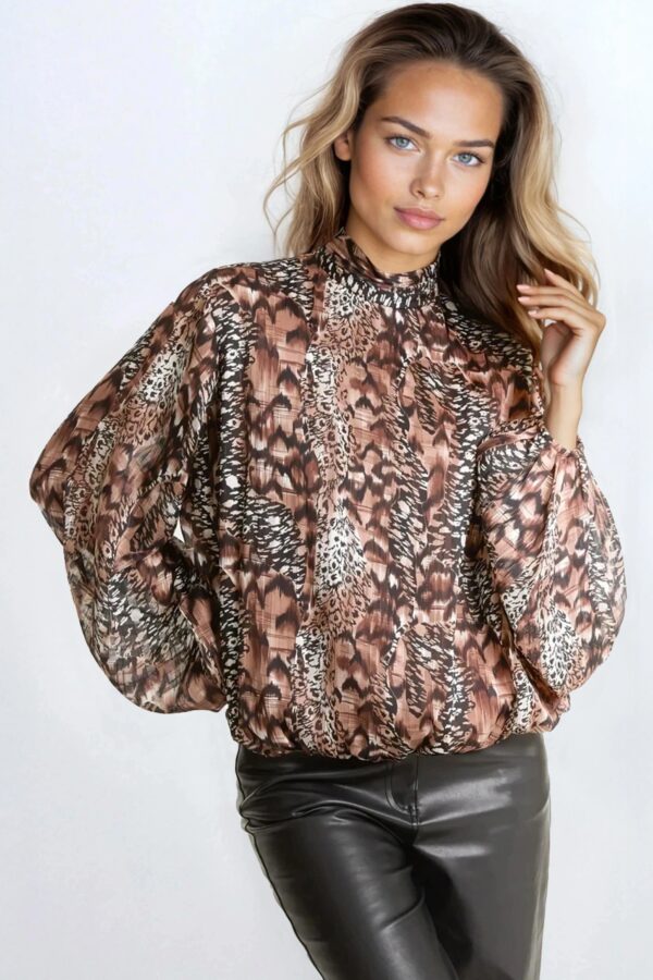 Brown Animal Print Blouse