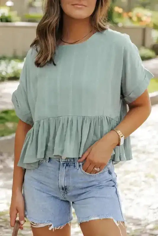 Laurel Green Short Sleeve Blouse